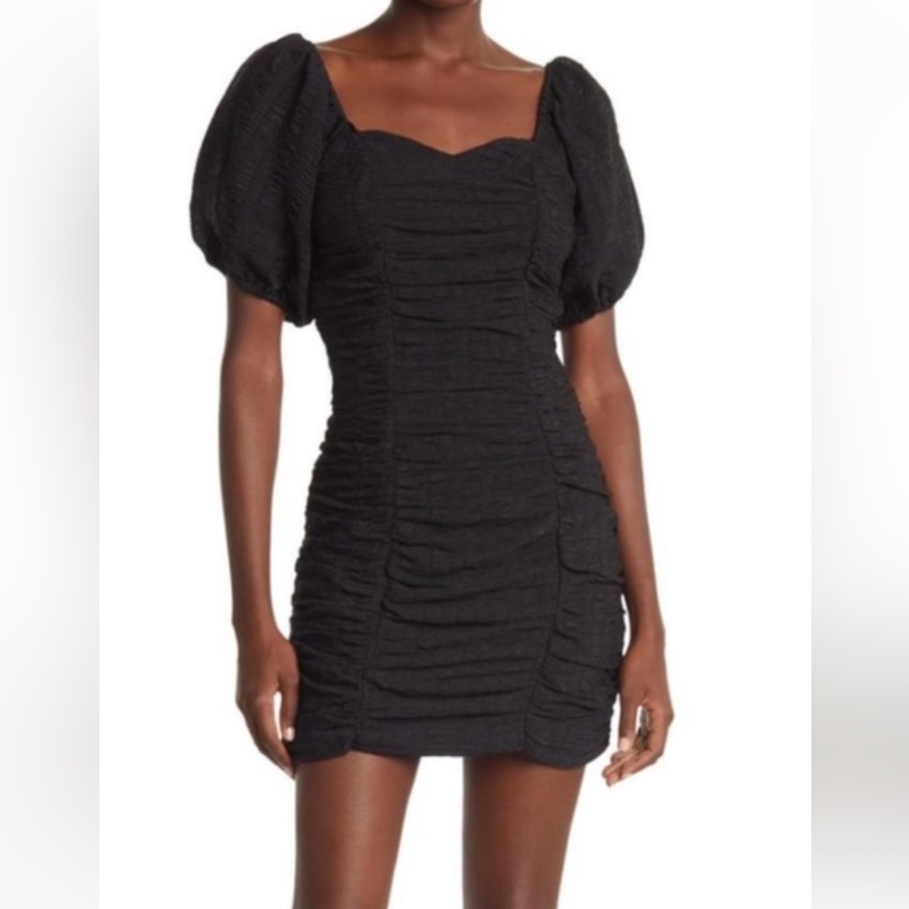 Black Ruched Mini Dress